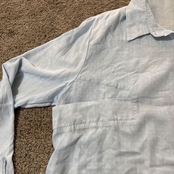 Lime Blue Lightweight Shirt Womens Large‎ Chambray Long Sleeve Button Down Tunic - Picture 7 of 10